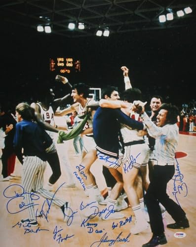 1972 Olympics Mens USA Basketball Team Autographed 16x20 Photo- PSA Letter