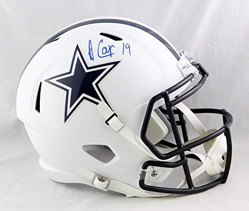 Amari Cooper Signed Dallas Cowboys F/S Flat White Speed Helmet- JSA W Auth *Blue