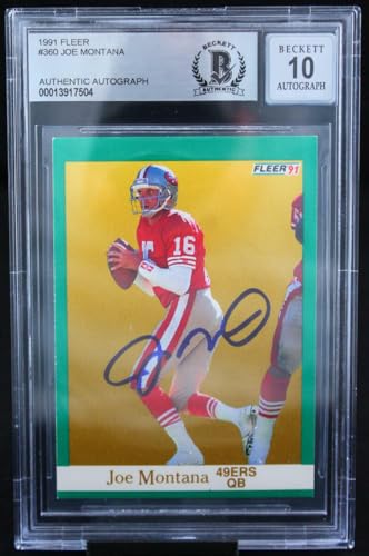 1991 Fleer #360 Joe Montana Auto San Francisco 49ers BGS Autograph 10