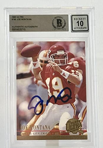 1994 Ultra #145 Joe Montana Auto Kansas City Chiefs BGS Autograph 10