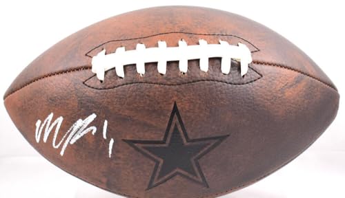 Micah Parsons Autographed Dallas Cowboys Distressed Logo Football- Fanatics