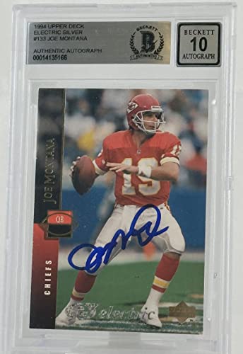 1994 Upper Deck Electric Silver #133 Joe Montana Auto Kansas City Chiefs BGS Au