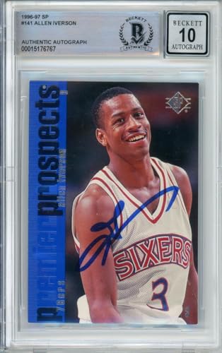 1996-97 Upper Deck SP #141 Allen Iverson RC 76ers BGS Autograph 10