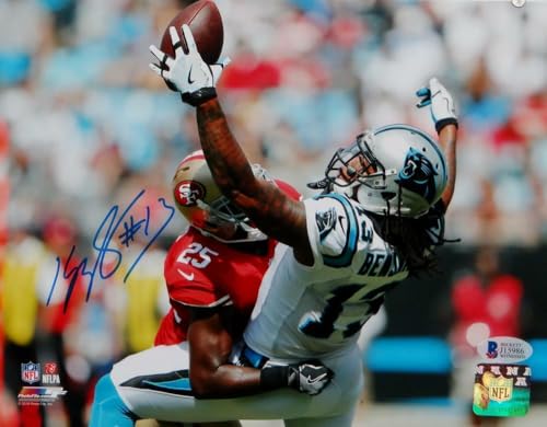 Kelvin Benjamin Signed Panthers 8x10 One Handed Catch PF Photo- Beckett Auth