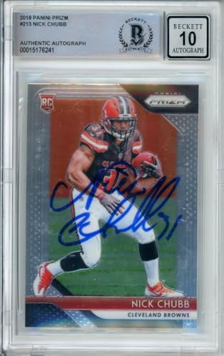 2018 Panini Prizm #213 Nick Chubb RC Cleveland Browns BGS Autograph 10