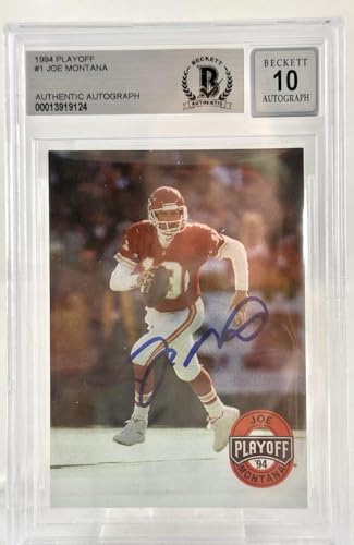 1994 Playoff #1 Joe Montana Auto Kansas City Chiefs BGS Autograph 10