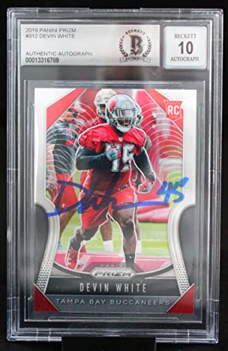 2019 Panini Prizm #312 Devin White Tampa Bay Buccaneers BGS Autograph 10