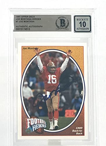 1991 Upper Deck Football Heroes #7 Joe Montana SF 49ers BGS Autograph 10