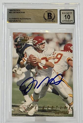 1994 Pacific Collection #55 Joe Montana Auto Kansas City Chiefs BGS Autograph 10