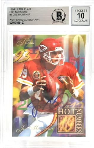 1994 Ultra Flair Hot Numbers #8 Joe Montana Auto Kansas Chiefs BGS Autograph 10