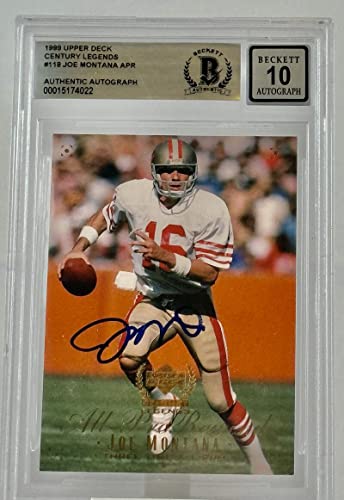 1999 Upper Deck Century Legends #118 Joe Montana Auto SF 49ers BGS Autograph 10