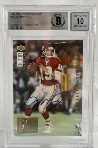 1994 Collector's Choice #36 Joe Montana Auto Kansas City Chiefs BGS Autograph 10