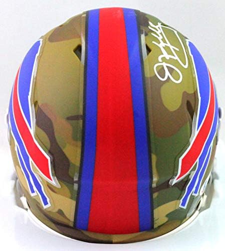 Jim Kelly Autographed Buffalo Bills Camo Mini Helmet- Beckett W *White