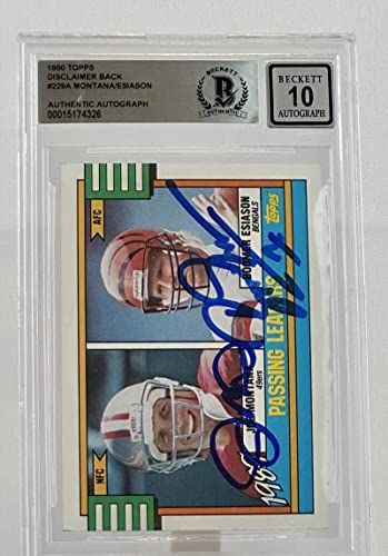 1990 Topps Disclaimer Back #229A Joe Montana Boomer Esiason Dual Auto BGS Auto10