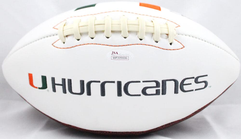 Lamar Miller Autographed Miami Hurricanes Logo Football- JSA Witnessed Auth