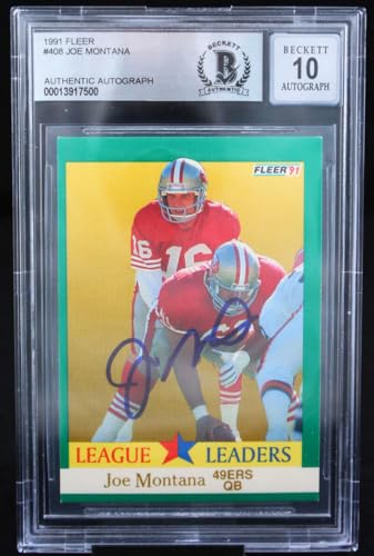 1991 Fleer #408 Joe Montana Auto San Francisco 49ers BGS Autograph 10