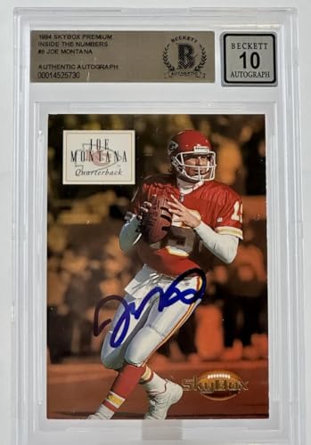 1994 Skybox Premium Inside the Numbers #8 Joe Montana Auto KC Chiefs BGS Auto 10