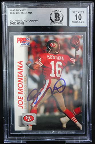 1992 Pro Set #649 Joe Montana Auto San Francisco 49ers BGS Autograph 10