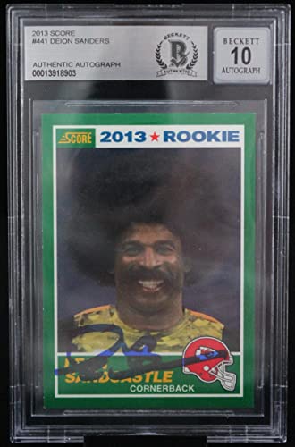 2013 Score #441 Deion Sanders KC Chiefs BGS Autograph 10 Leon Sandcastle