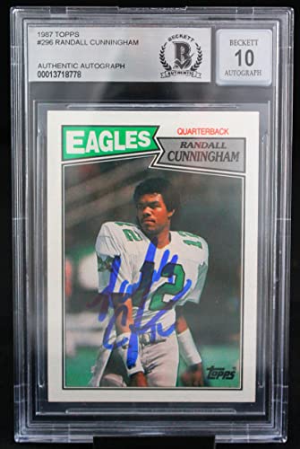 1987 Topps #296 Randall Cunningham Philadelphia Eagles BGS Autograph 10