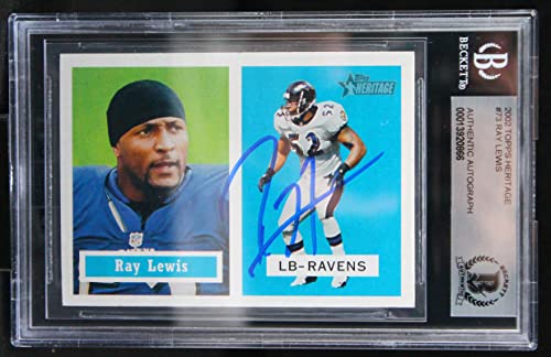 2002 Topps Heritage #73 Ray Lewis Auto Baltimore Ravens BGS Autograph 10