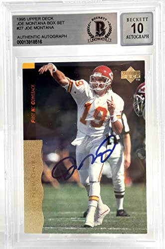 1995 Upper Deck Box Set #27 Joe Montana Auto Kansas City Chiefs BGS Autograph 10