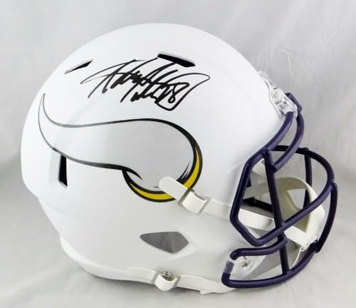 Adrian Peterson Signed Vikings F/S Flat White Speed Helmet- Beckett Auth *Black