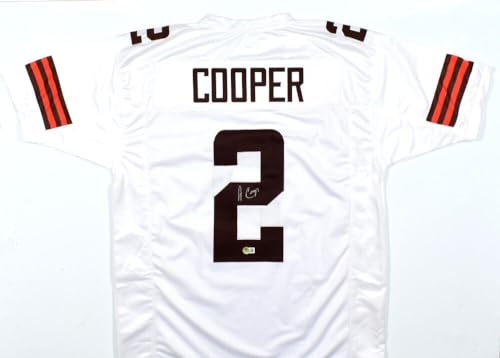 Amari Cooper Autographed White Pro Style Jersey- Beckett W Hologram *Silver