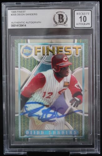1995 Finest #205 Deion Sanders Cincinnati Reds BGS Autograph 10