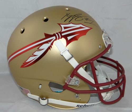 Kelvin Benjamin Autographed Seminoles Gold Matte Schutt Helmet- Beckett Auth