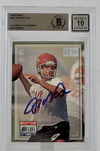 1993 Power Pro Set #200 Joe Montana Auto Kansas City Chiefs BGS Autograph 10
