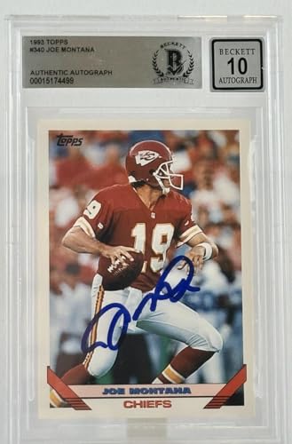 1993 Topps #340 Joe Montana Auto Kansas City Chiefs BGS Autograph 10