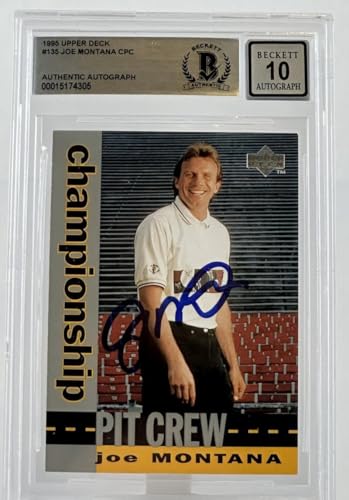 1995 Upper Deck #135 Championship Pit Crew Joe Montana Auto KC Chiefs BGS Auto10