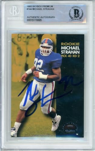 1993 Skybox Premium #144 Michael Strahan RC New York Giants BGS Autograph 10