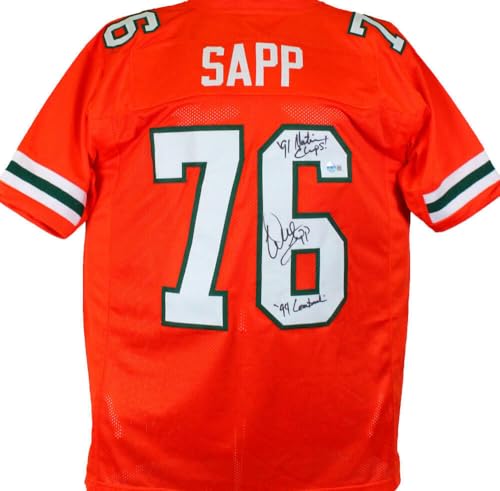 Warren Sapp Autographed Orange College Style Jersey w/2insc.-Beckett W Hologram