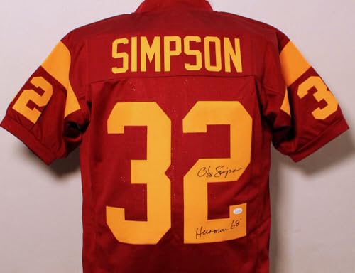 O.J. Simpson Signed Maroon College Style Jersey w/ Heisman - JSA W Auth *TM2