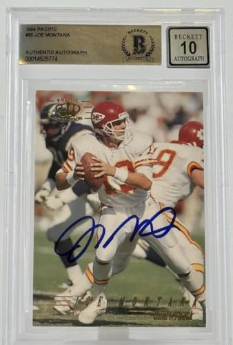 1994 Pacific Collection #55 Joe Montana Auto Kansas City Chiefs BGS Autograph 10