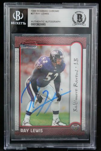 1999 Bowman Chrome #27 Ray Lewis Baltimore Ravens BGS Autograph 10