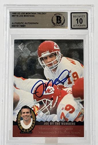 1995 Upper Deck Joe Montana Trilogy #MT18 Auto KC Chiefs BGS Autograph 10