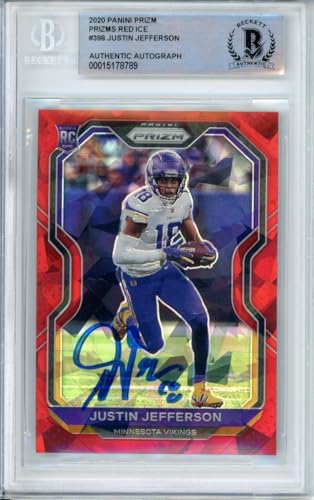 2020 Panini Prizm Red Cracked Ice #398 Justin Jefferson RC Minnesota Vikings BGS