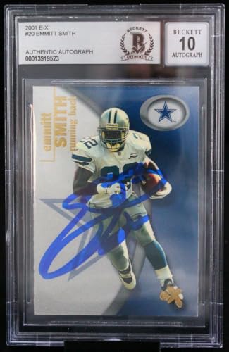 2001 E-X #20 Emmitt Smith Auto Dallas Cowboys BGS Autograph 10