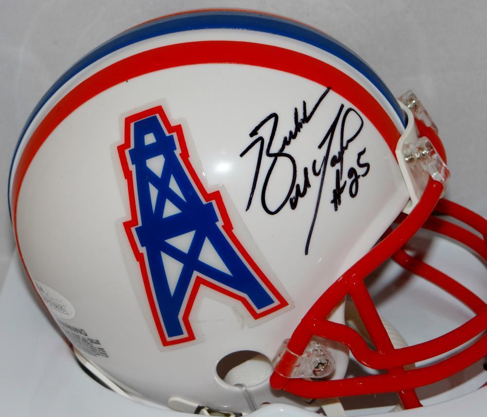 Bubba McDowell Autographed Houston Oilers Mini Helmet- JSA Witnessed Auth