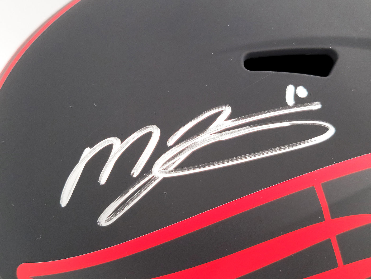 Mac Jones Autographed New England Patriots Eclipse Black Full Size Replica Speed Helmet Beckett BAS QR Stock #202964