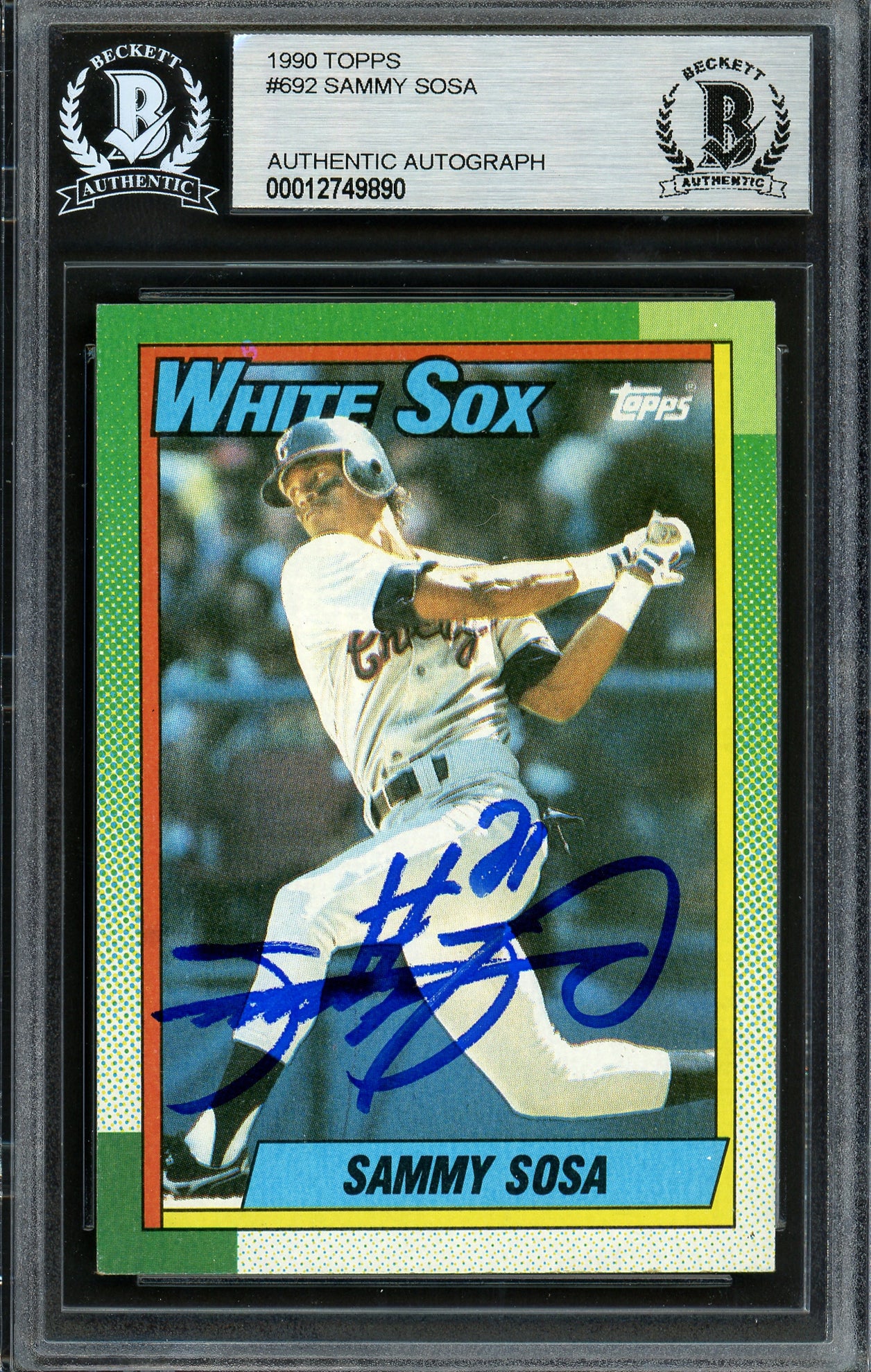 Sammy Sosa Autographed 1990 Topps Rookie Card #692 Chicago White Sox Beckett BAS #12749890