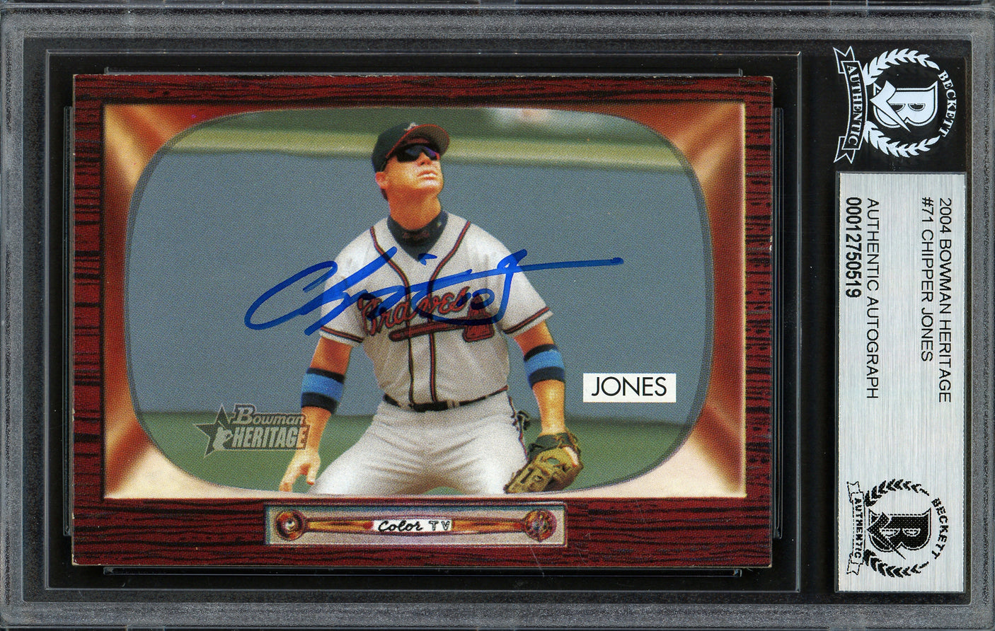 Chipper Jones Autographed 2003 Bowman Heritage Card #71 Atlanta Braves Beckett BAS #12750519