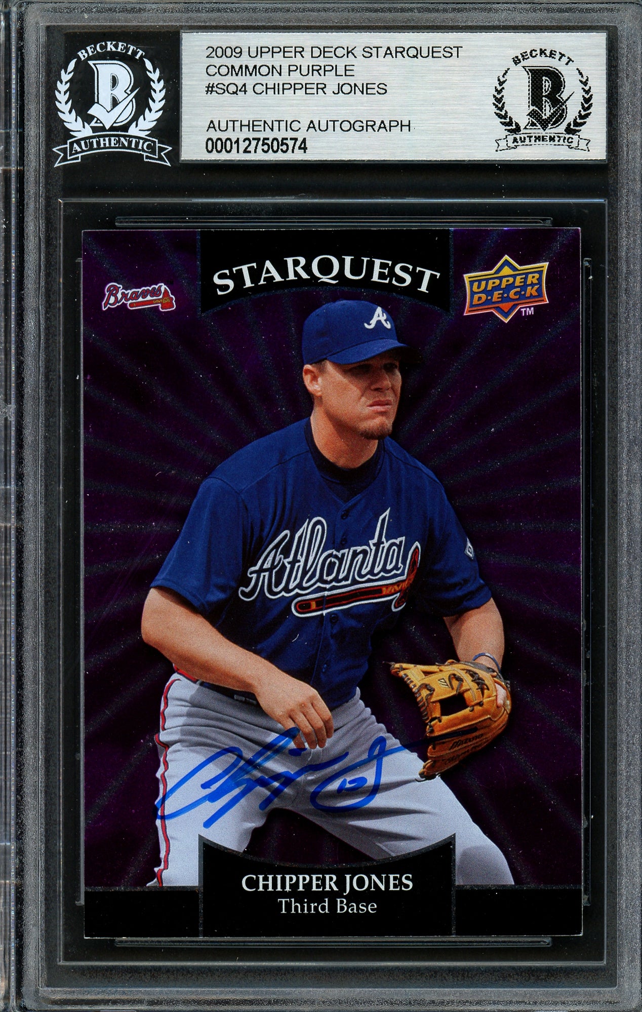 Chipper Jones Autographed 2009 Upper Deck Starquest Card #SQ-4 Atlanta Braves Beckett BAS #12750574