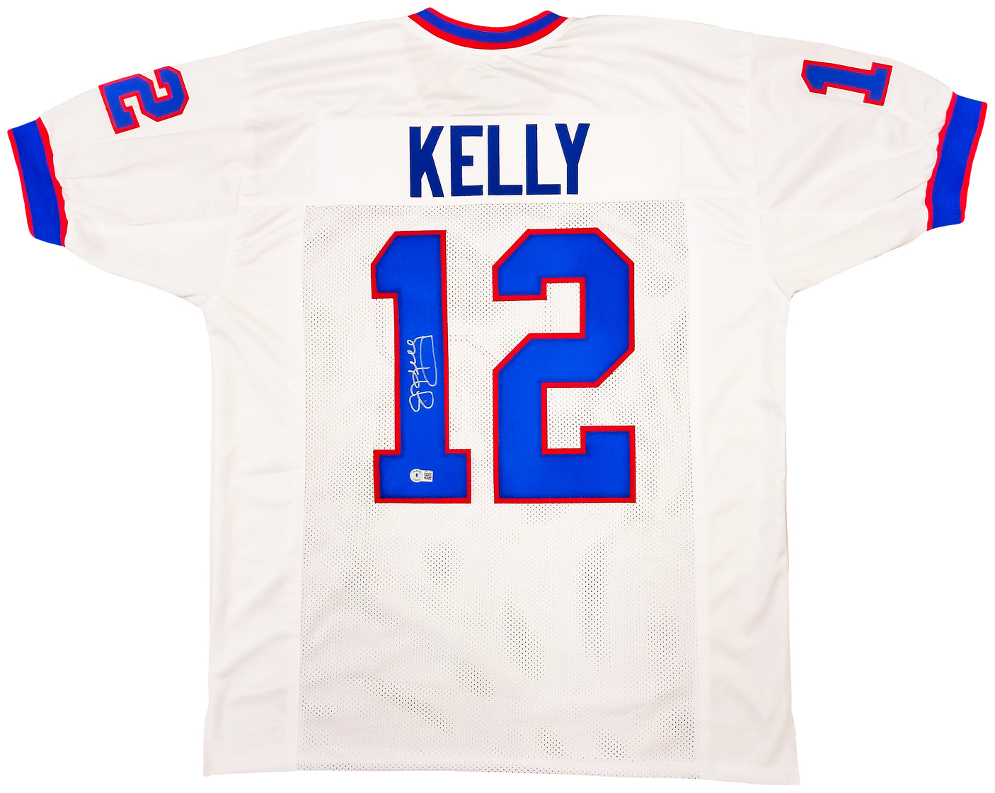 Buffalo Bills Jim Kelly Autographed White Jersey Beckett BAS QR Stock #202979