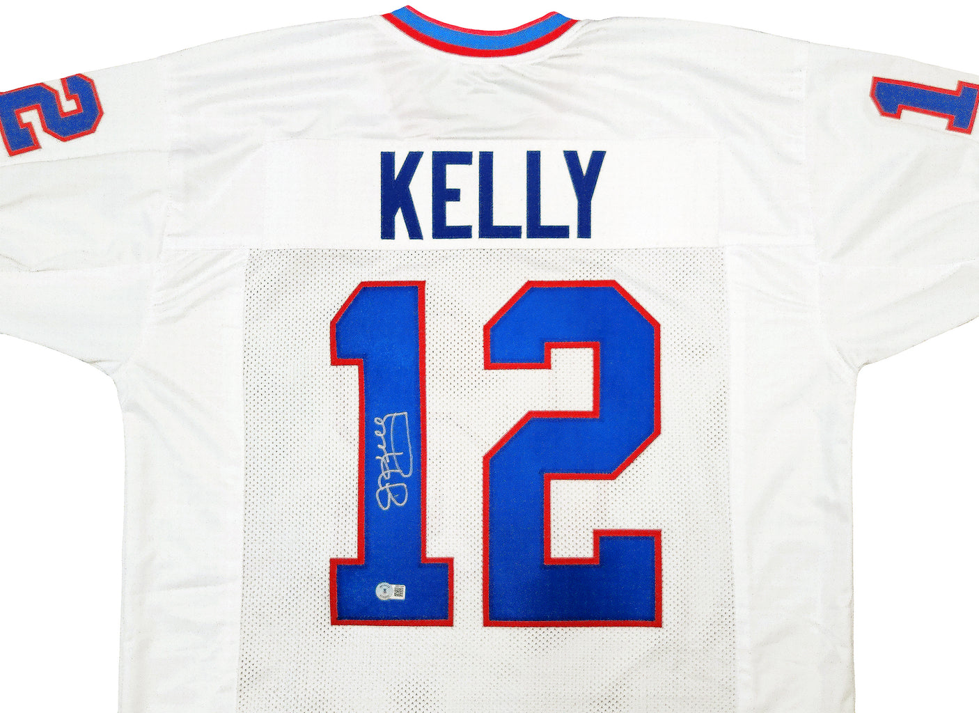 Buffalo Bills Jim Kelly Autographed White Jersey Beckett BAS QR Stock #202979