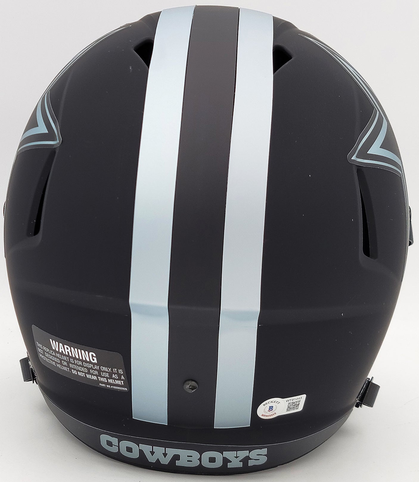 Ezekiel Elliott Autographed Dallas Cowboys Eclipse Black Full Size Replica Speed Helmet Beckett BAS QR Stock #203007