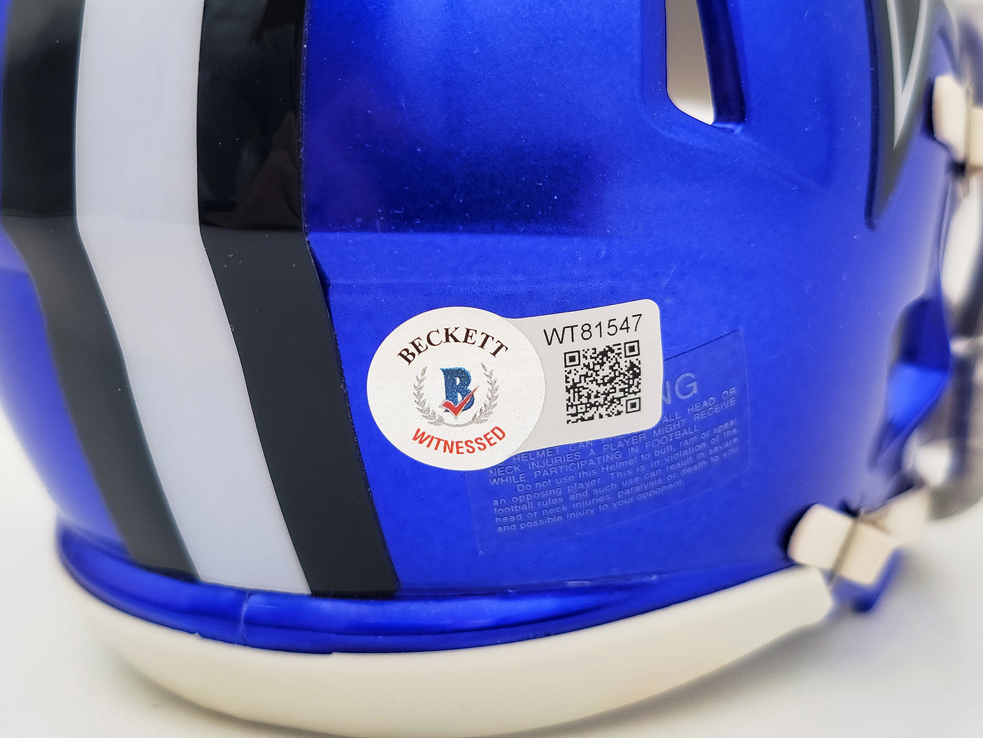 Ezekiel Elliott Autographed Dallas Cowboys Flash Blue Speed Mini Helmet Beckett BAS QR Stock #203011
